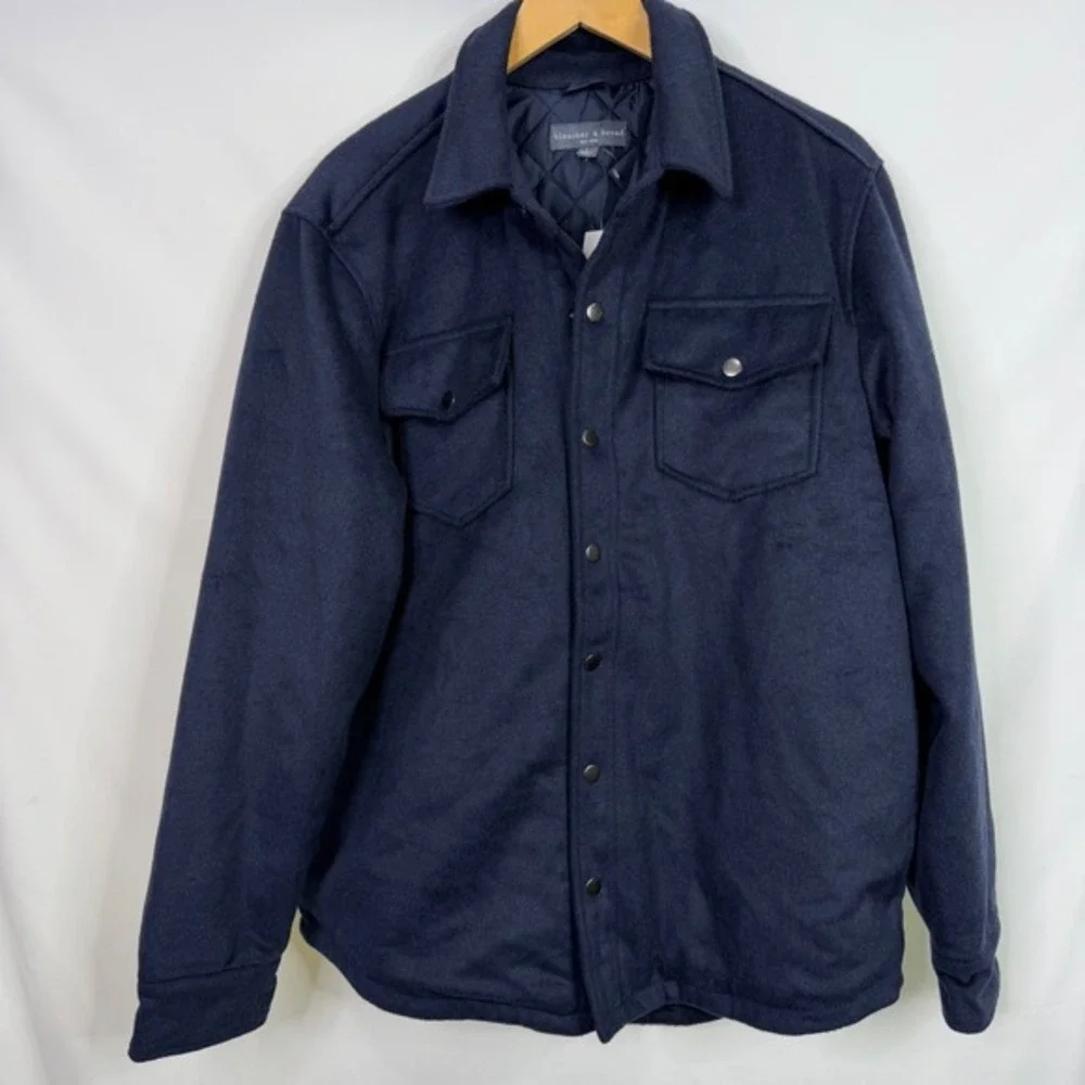 Bleecker & Broad Ashton Wool Shirt‎ Jacket Mens Large Navy NWT - Picture 3 of 6